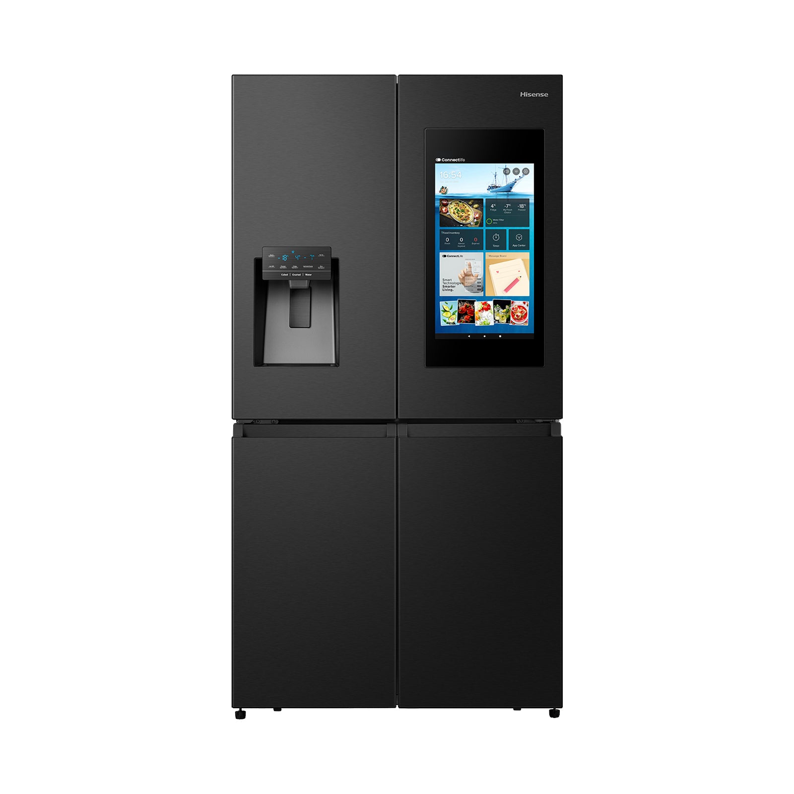 HISENSE 26CF Refrigerator 4 Doors,Food Inventory Black Steel HISENSE
